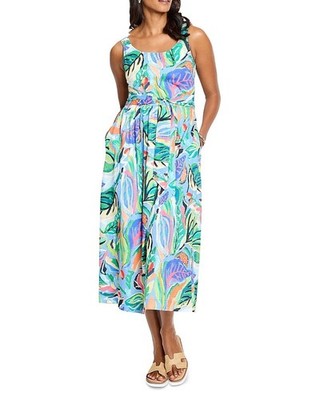 NIC+ZOE Sophie Dress Women's XL Blue Multi Scoop Neck Sleeveless Pullover Style