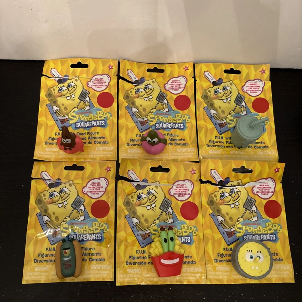 Nickelodeon набор из 6 Губка Боб квадратные штаны весело с едой мини фигурки новый - Изображение 3 из 4