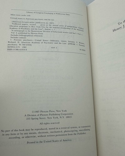 Clinical Issues In American Psychiatry And The Law: Volumes 2,4,5,6 1st Eds RARE - Picture 13 of 13