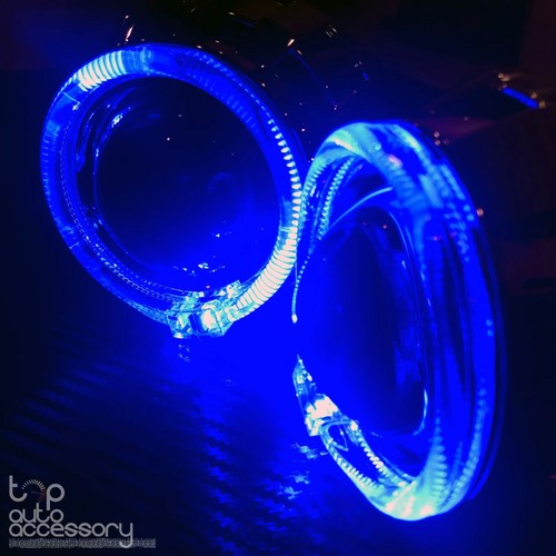 Angel Halo Eye Projector Lens Built-In LED HID Headlights Lights Bulb for Yamaha - Picture 3 of 12