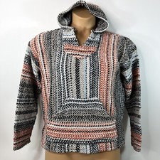 Baja Joe Mexican Jerga Blanket Hoodie Drug Rug Hippie Pullover Women  s Medium M