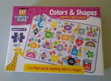Clever Kids Colors  Shapes Search  Learn Floor Puzzle 28 Pieces-NEW