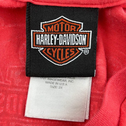 Harley Davidson Graphic T-Shirt - 2XL Red Cotton - Picture 3 of 8