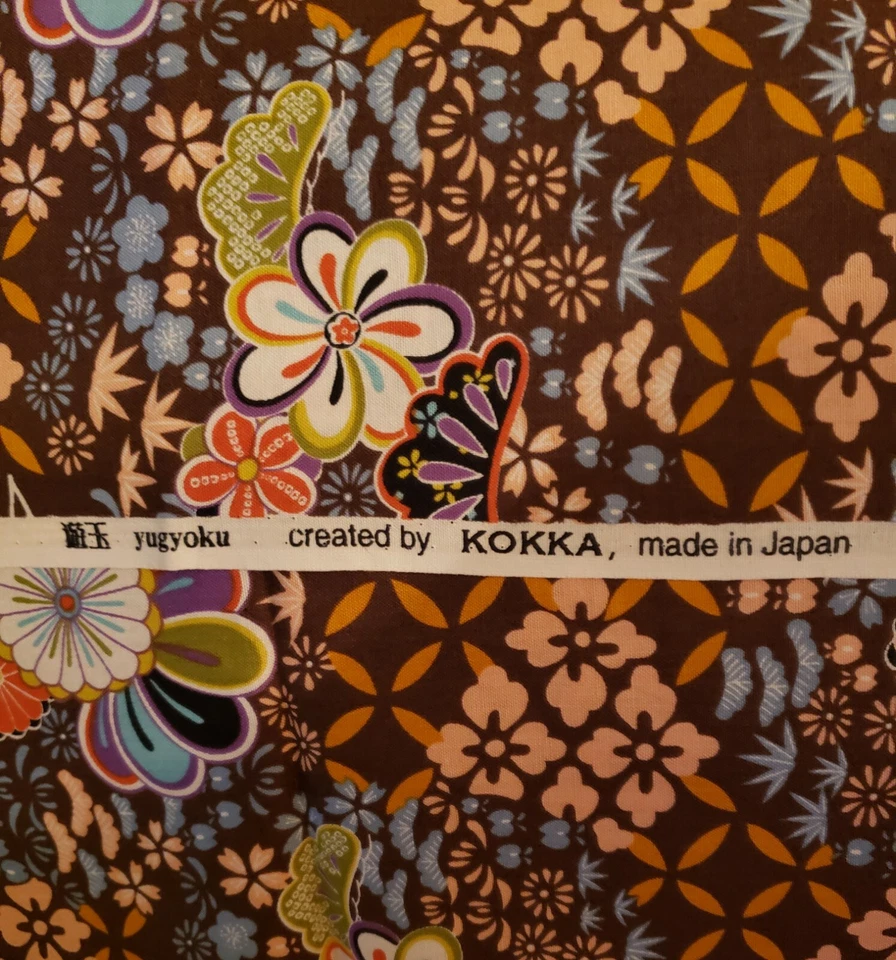 Tela de algodón floral asiática pollito pájaros RARO 1 YARDA KOKKA Japón ROJO YUGYOKU Foto 3 de 4