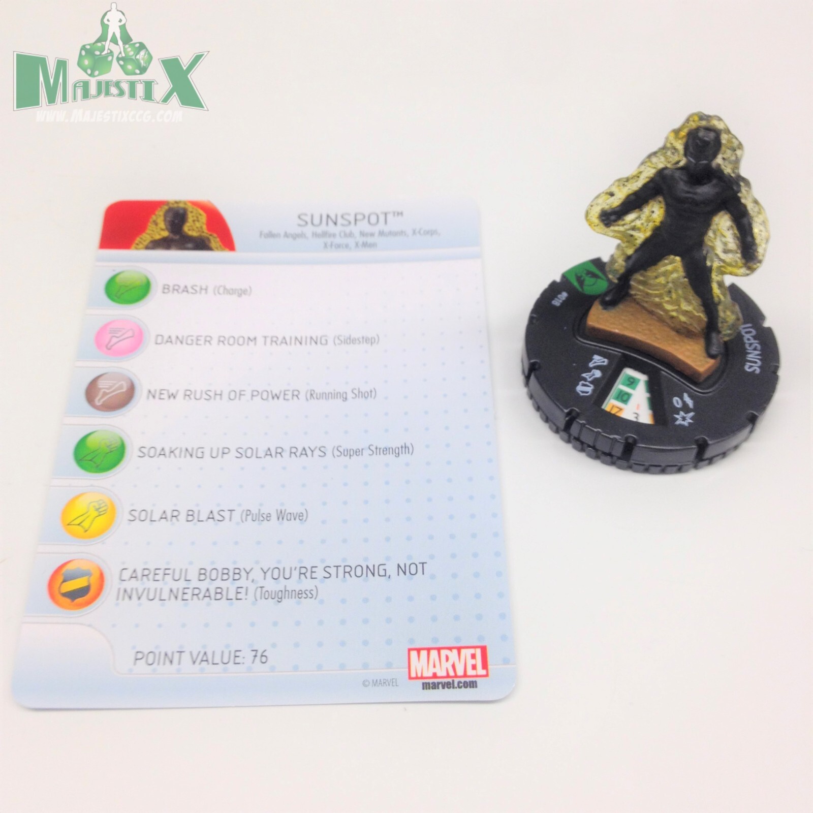 Heroclix Wolverine and the X-Men set Sunspot #018 Uncommon figure w/card!