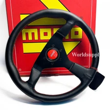MonteCarlo 350mm 14' Genuine Leather Thickened Spoke Steering Wheel MOMO-Red