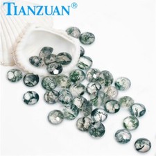Natural Green Moss Agate Faceted Loose Gemstones  Jewelry Making Stone