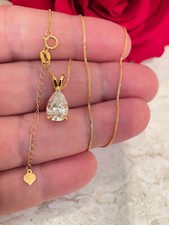 2 carat Pear shape Diamond 18k Necklace with pendant Real Gold Certified Diamond