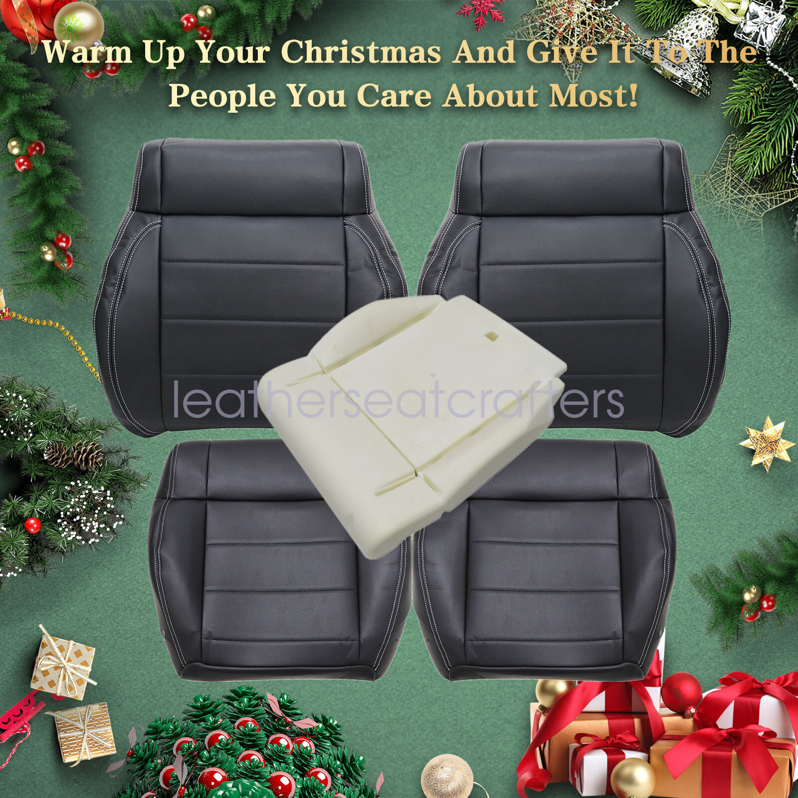 Both Side Bottom & Top Seat Cover Black & Foam Cushion For 2008-10 Jeep Wrangler