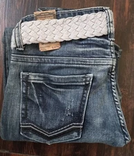 Flypaper Pocket Zip-Fly Blue Jeans Silver Haze Belt Boys Size 16 