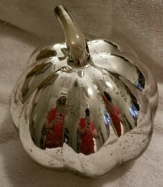 Pottery Barn Antique Mercury Glass Silver Pumpkin Small for sale online