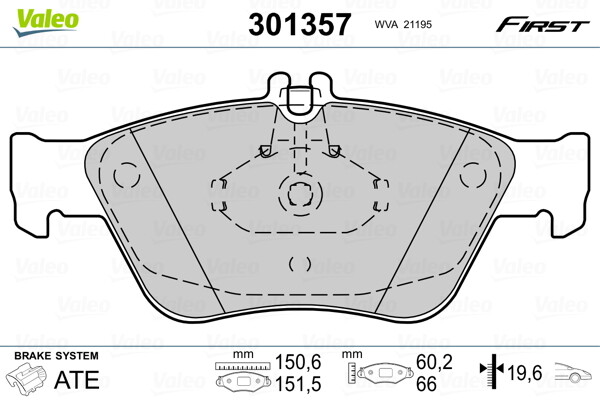 301357 VALEO Brake Pad Set, disc brake for MERCEDES-BENZ