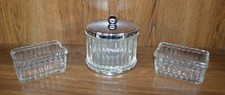 Set of 3 Glass Bathroom Accessories Set Luxurious Lead Crystal Sparkling