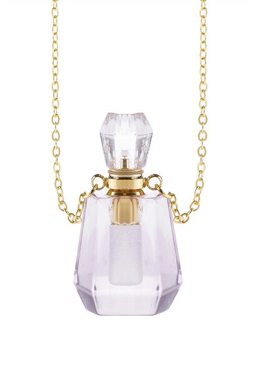 Purple Natural Stone Crystal Perfume Bottle Necklace
