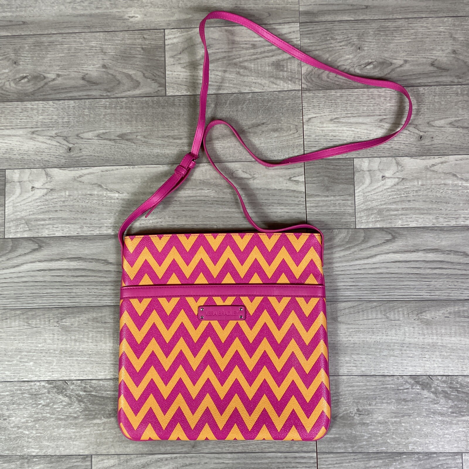 Vera Bradley Chevron PVC Slim Hipster Crossbody Bag in Pink Orange