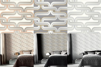 Arthouse Geometric Wallpaper Retro Orange Grey Silver ...