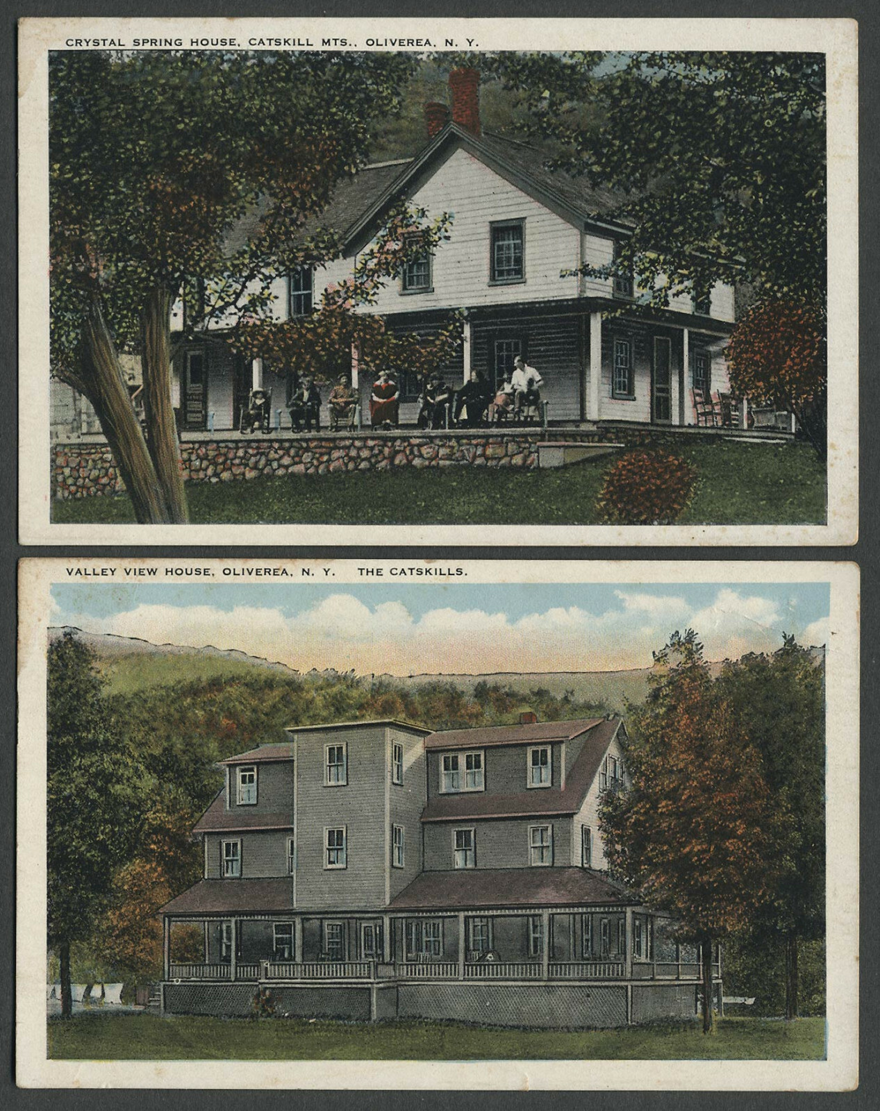 Oliverea Shandaken NY Two c.1910s Postcards VALLEY VIEW, CRYSTAL