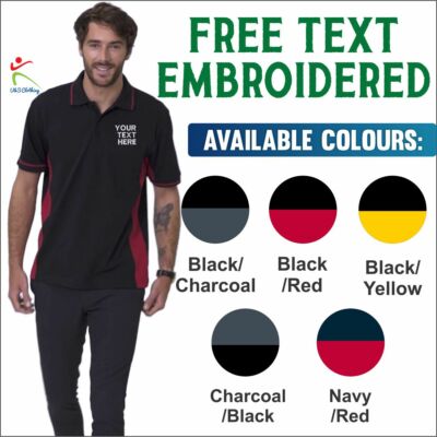 Personalisiert bestickt zweifarbiges Poloshirt Uneek maßgeschneidert Text Freizeit Poloshirts