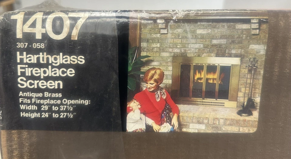 "Pantalla de chimenea Harthglass 1407 latón antiguo se adapta a apertura W 29-37,5"" H 24-27,5" Foto 3 de 3