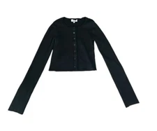 & Other Stories Cropped Rib-Knit Cardigan Sweater Size Small Preppy Y2K