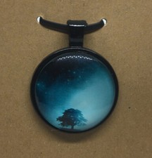 Galaxy Round Glass Dome Cabochons 1" Black Bezel Pendant New Free Ship 485