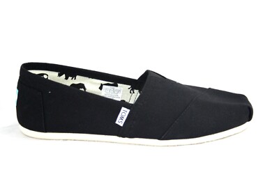 Toms Classic Black Canvas CASUAL Shoe BLACK-001001B07 WOMEN'S FLAT SLIP ON