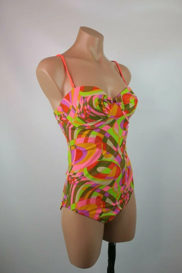 Traje de baño de una pieza con aros J Crew Shattered Swirl talla 8 A4692 Foto 4 de 4