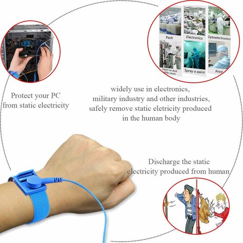 10X Banda de pulsera antiestática ESD Correa de conexión a tierra Evita la acumulación estática Azul - Imagen 4 de 12