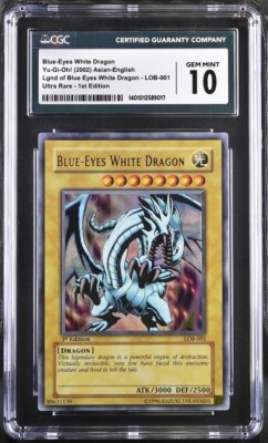 YUGIOH! 2002 Blue-Eyes White Dragon LOB-001 1st Ed Asian-English