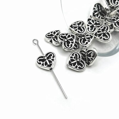 4, 20 or 50 BULK pcs Butterfly in Heart Spacer Bead Charms- US Seller - AS1296