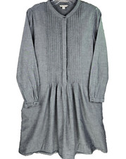 Gap Pintuck Shirt Dress Womens Small Black Chambray Long Sleeve Coastal Feminine