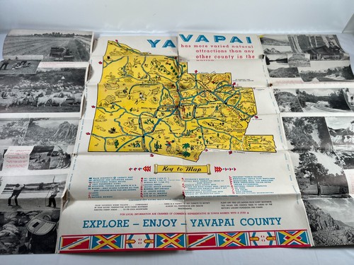 Vintage 1940's Pictoral Map Brochure Prescott Arizona Yavapai County - 第 1/8 張圖片