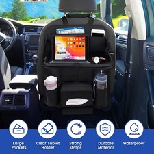 Car Back Seat Storage Phone Ipad Laptop Holder Organizer W Fold Table Food Tray