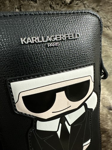 NWT Karl Lagerfeld Paris Maybelle Phone Zipped Crossbody Bag In Black - Picture 4 of 11