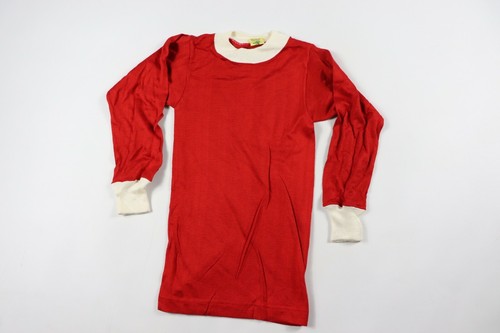 Deadstock Vintage 80s Youth Large Long Sleeve Mock Neck Soccer Jersey Shirt Red - Picture 2 of 7