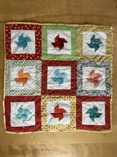 crib quilt, New, Hand-made, Pinwheels, Tie Quilted, Colorful, Baby Quilt