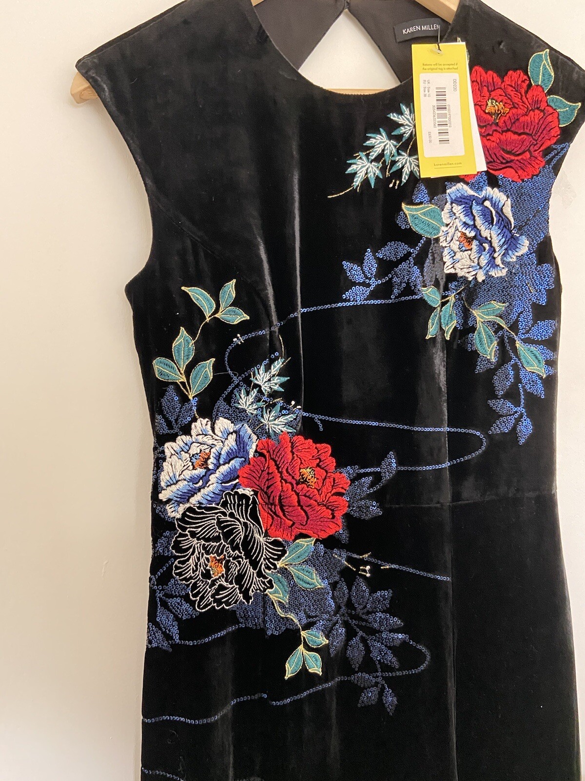 Karen Millen Floral Japenese Black Velvet Embroidered Maxi BNWT Size 10 RRP 650 image 4