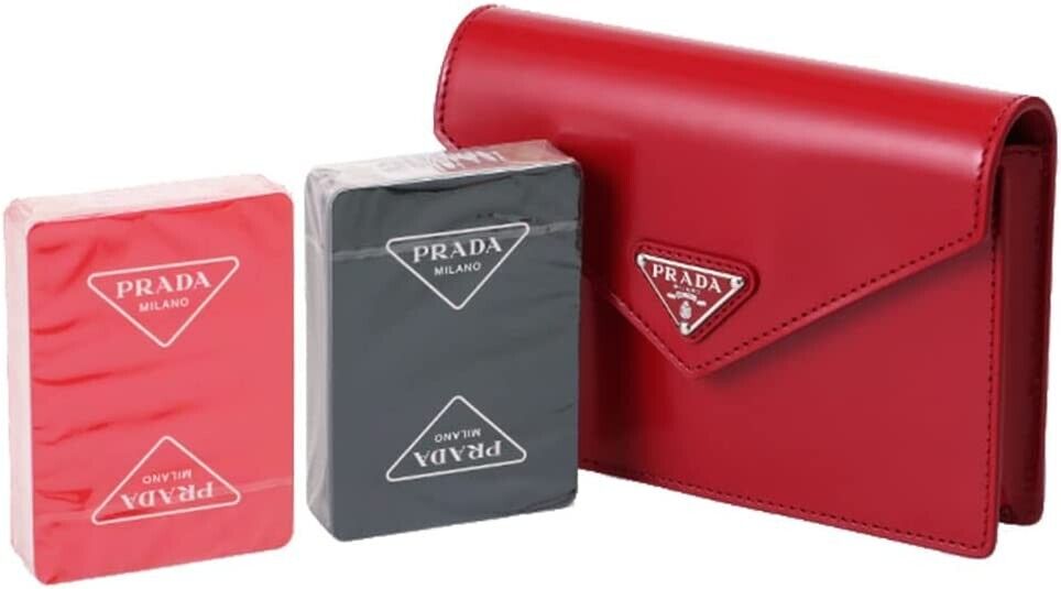 PRADA Playing Cards with Red Leather Case 2SC004 Internal Rare