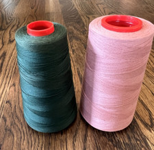 COATS Clark Dual Duty Thread 100 Cotton 3000YD Cone pink green boilfast NEW