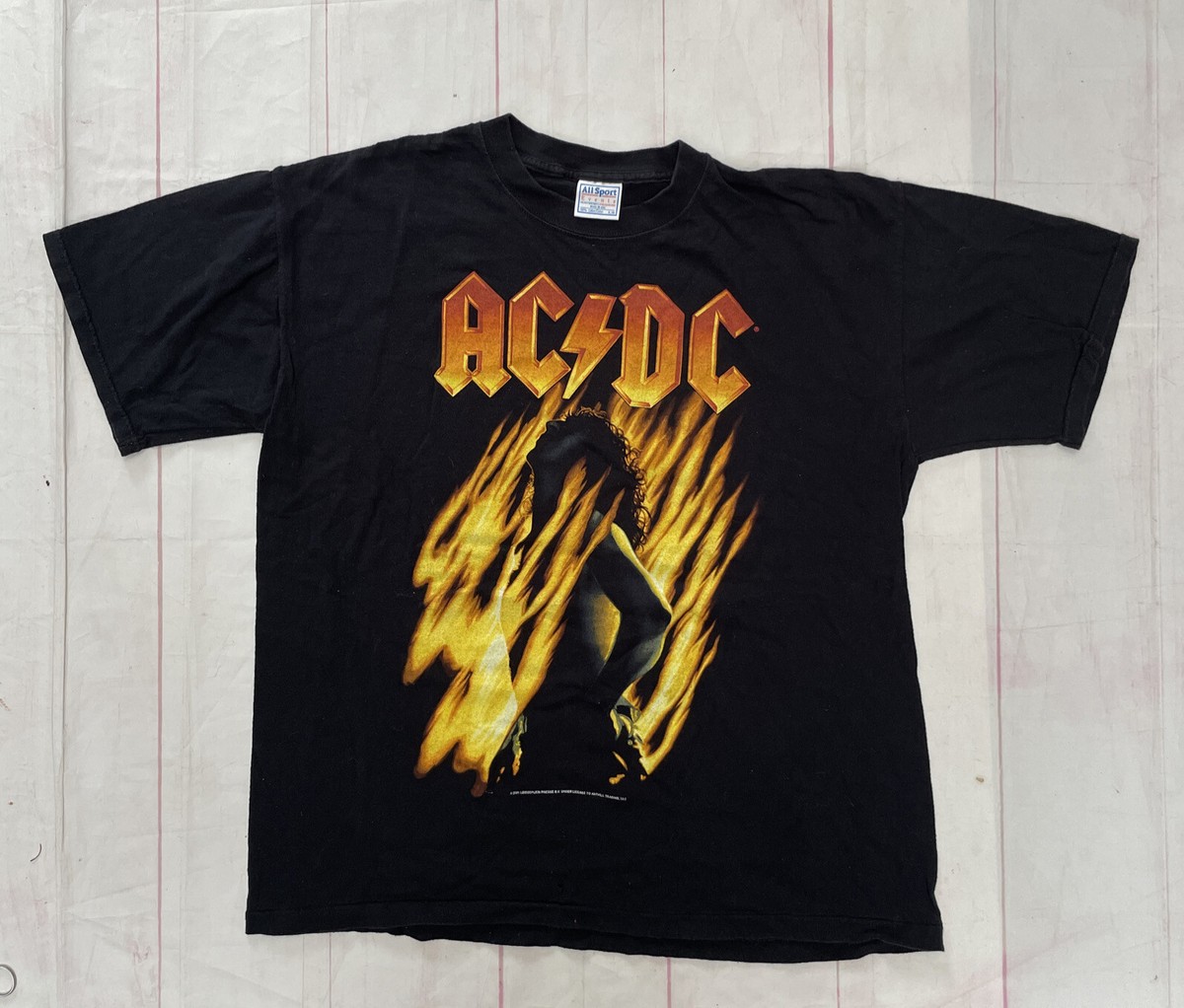 Vintage 2001 ACDC Bonfire Promo Tour Rock Band T-Shirt Y2K Made in 