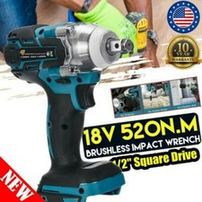 Llave de impacto inalámbrica sin escobillas 18V 1/2" para batería Makita 520Nm solamente