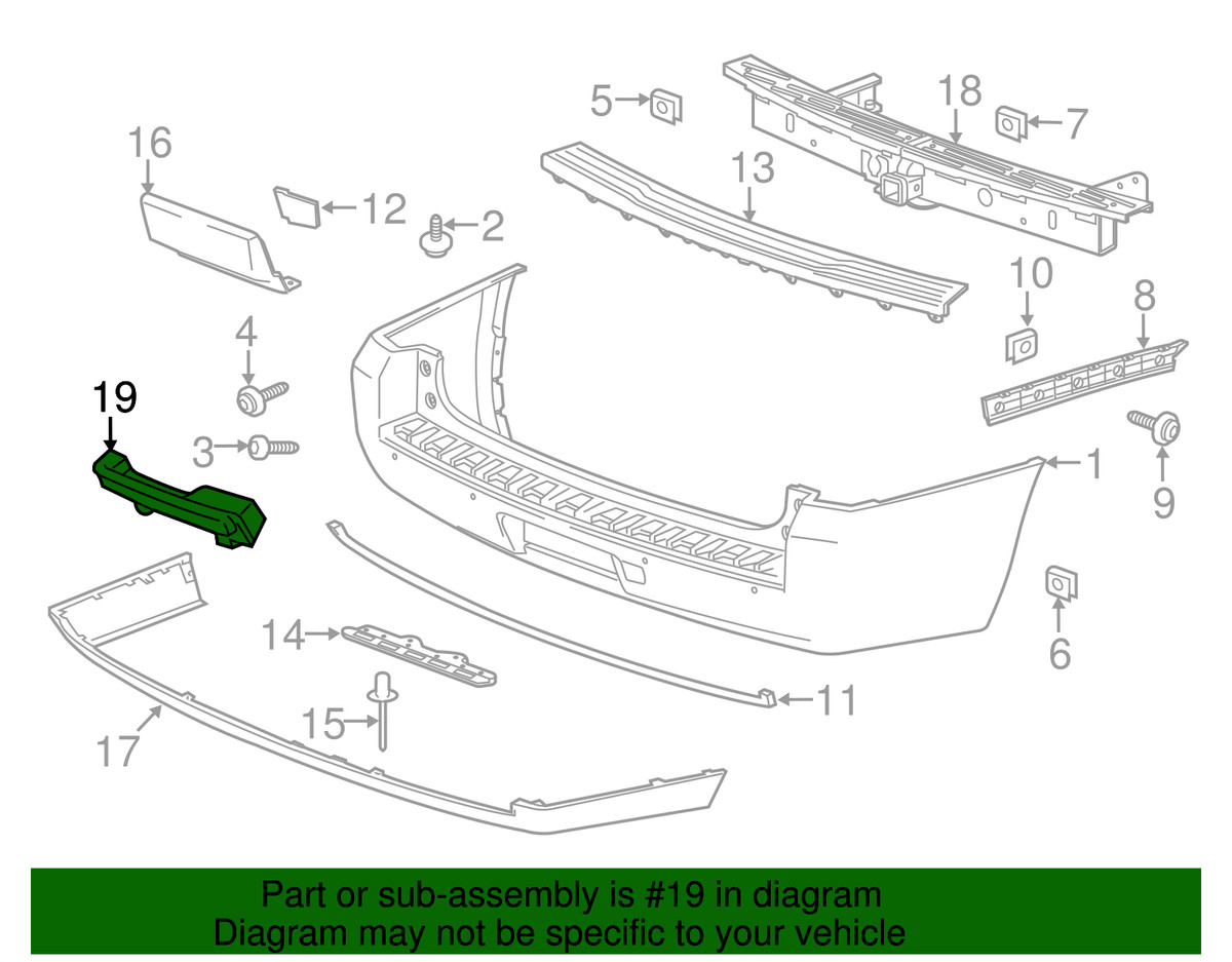 2015-2020 Cadillac Escalade RH Side Rear Bumper Reflector GM OEM 