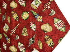 Handcrafted Reversible Christmas Table Runner Ornaments 38" Long x 21" Wide NEW