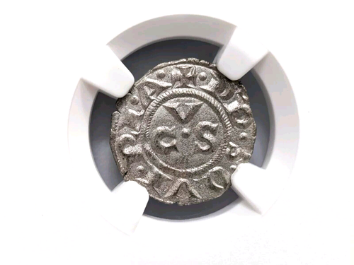 SICILY ITALY Ancona Republic NGC MS 63 BI Denaro AD 1250-1348 CVS Monogram - Picture 6 of 15