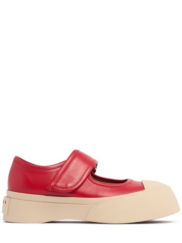 MARNI Pablo $875 Lily Crimson Red Nappa Leather Mary Jane Sneakers New/Authentic - 第 1/5 張圖片