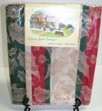 Cotton Park Cottage Tablecloth ~ Holiday Holly Leaf ~ 52" x 70" Rectangle *NEW*