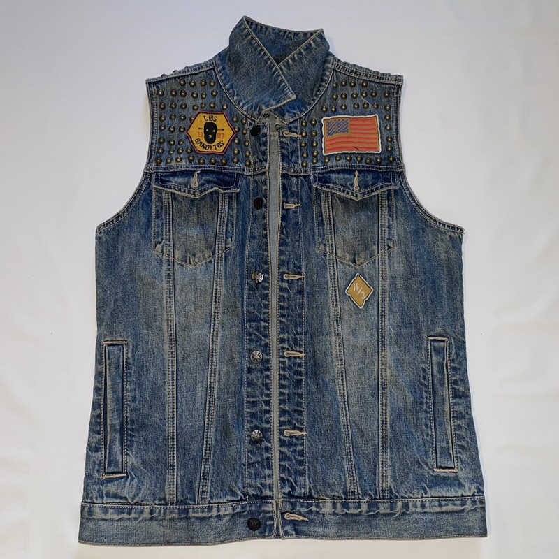 Kill City Men’s Biker Denim Vest Size Small Vintage 