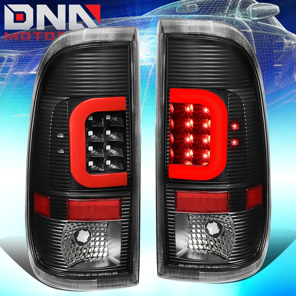 FIT 08-16 FORD SUPER DUTY RED 3D LED C-BAR TAIL LIGHT+THIRD BRAKE LAMP (BLACK) - Image 2 of 4