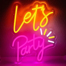 Let's Party Neon Light Sign Production Luminous For Party Wedding 11.4"X15.7"