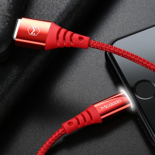 Mcdodo LED STRONG Nylon Braided Cable Sync Charge USB Data Cord iPhone X/8/7/6/5 - 第 4/8 張圖片